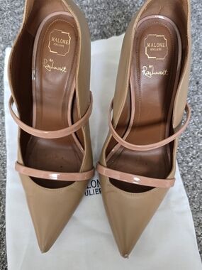 Malone Souliers Tan Pointed Toe Mary Jane Pumps